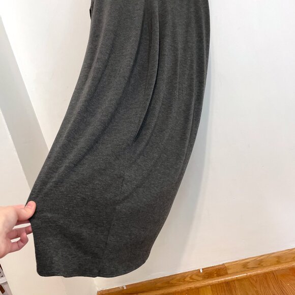 TORRID 1 Plus Size Shirred Tulip Midi Dress Charcoal Gray Short Sleeve Sheath 1X - Picture 16 of 16